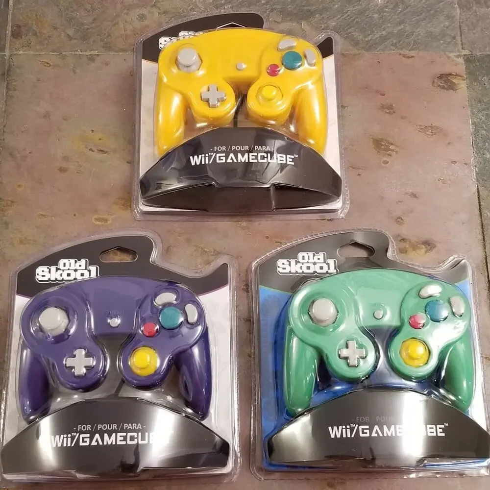 3 Gamecube Controllers - 3 Colors Bundle (NEW) - Purple Green Orange - Nintendo